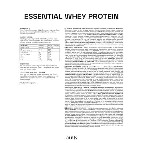 Bulk Protéines De Lactosérum Essentielles, Protéine Whey en Poudre, Vanille, 2,5kg