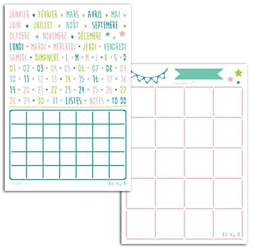 D.I.Y with Toga Mois Pochoirs Bullet Agenda, Plastique, Blanc, 15x20cm