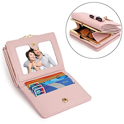 UTO Portefeuille Femme Petite Fille Chaton Pompon Nœud Aimable Chouette Synthétique Rose