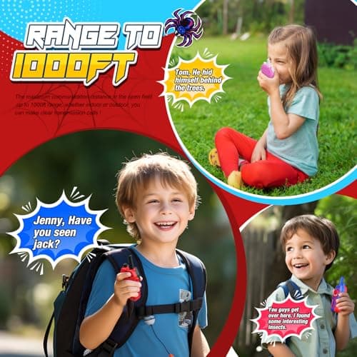 Toyokid Jouet Garcon 3 4 5 6 7 8 9 10 Ans, Talkie Walkie Enfants Rechargeable Jouet Fille 3-10 Ans Spider Talkie Walkie Cadeau Garcon Fille 3 4 5 6 7 8 9 10 Ans Toki Walki Jeux d'extérieur Enfant