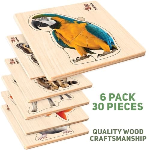 QUOKKA Puzzle Jouet Enfant 1 2 3 Ans - Puzzle en Bois Montessori de 1 an à 4 Ans - Jeux Educatif Enfant 2 Ans Puzzle Animaux pour Filles et Garçons
