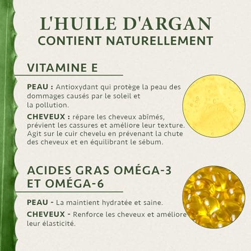 Huile Argan Bio 100ml, Huile Cheveux Pousse Cheveux et Brillance - Huile Visage Hydratante Naturelle - Huile Demaquillant Visage - Huile dargan visage - Huile d'Argan Bio - Argan Oil - Satin Naturel