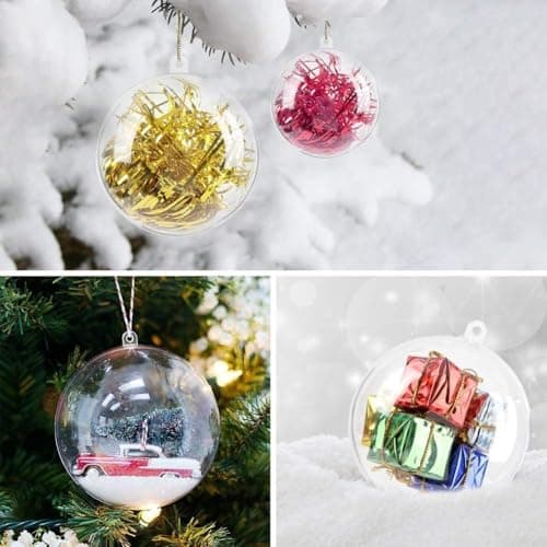 Entgoinggo Lot de 10 boules de Noël vides en plastique transparent pour loisirs créatifs, Nouvel An, fête de mariage, vacances, décoration d'intérieur (10 cm)