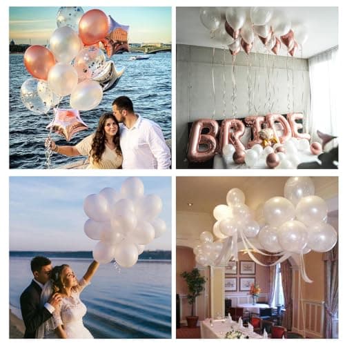 100 Blanc Ballon Nacré, Ballon Baudruche Blanc Helium Latex 30cm pour Mariage,Naissance, Bapteme Fille, Baby Shower Garcon, Anniversaire Fete