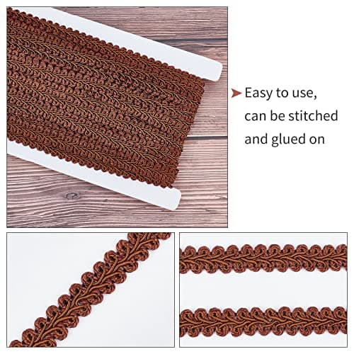 PH PandaHall 14m Ruban Tissé en Polyester Garniture Tressée pour Costume Bricolage Artisanat Couture Fabrication de Bijoux, Marron, 13~14mm
