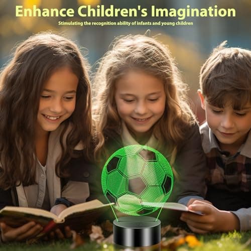 Gbivbe Cadeau Foot Garcon, Veilleuse Football Lampe 3D pour Enfants, 16 Couleurs LED Illusion Veilleuse avec télécommande, Cadeau pour Anniversaire Fan Garcon 7.8.9.10.11.12 Ans
