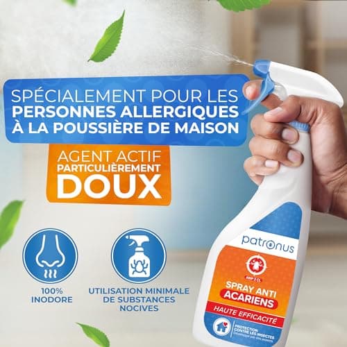 Spray anti-acariens pour matelas et coussins 1000 ml - Spray anti-acariens comme remède contre les acariens de la poussière de maison - inodore, très efficace et testé en laboratoire