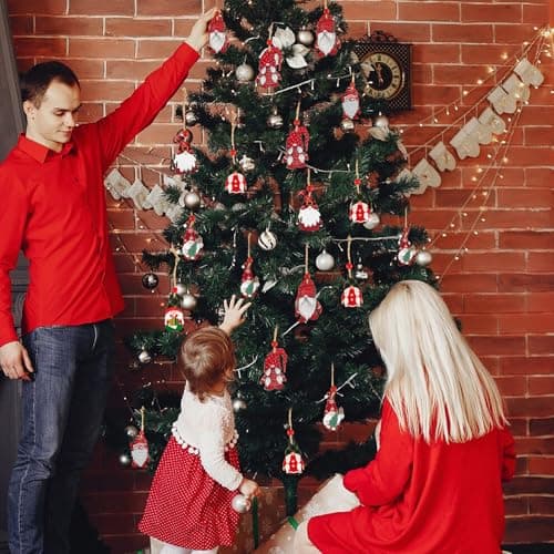 21PCS Décorations de Noël Ornement Pendentif en Bois Gnomes de Noël avec Corde et Perle Ornements à Suspendre avec Boîtes de Rangement Décoration Sapin Chambre Cadeau de Noël