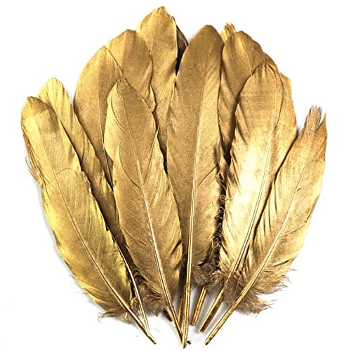 15-20 cm Lot de 50 plumes d'oie naturelles dorées pour décoration de mariage, ailes d'ange et artisanat de fées