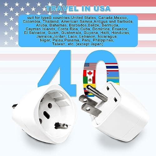 【2 Pièces】 Adaptateur Prise USA, Adaptateur Voyage Accessoires, FR 2 Broches vers US 3 Broches Adaptateur Prise Canada, Mexique, Thaïlande Type B (Noir)