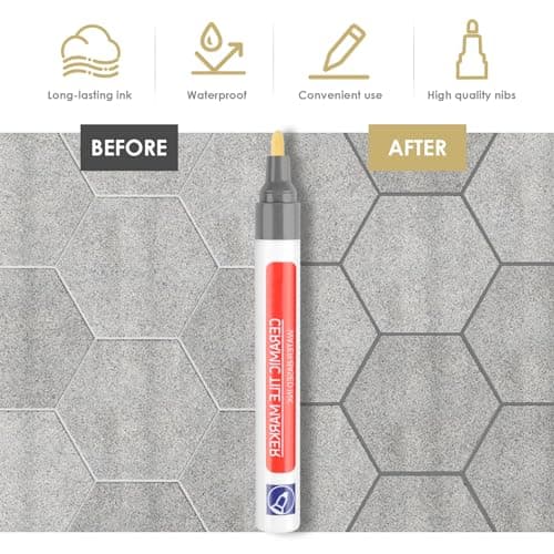 Penriter Stylo Joint Carrelage Gris 6pcs, 5ml Imperméable Marqueur Joints, grishisseur joint Carrelage, Stylo à Coulis de Réparation pour Salle de Bain, Cuisine, Carrelage, Sol