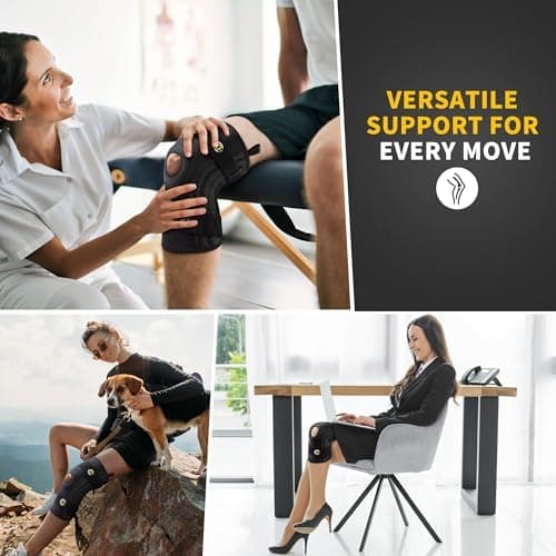 CAMBIVO Genouillere Arthrose Genou, Genouillère Sport Réglable, Genouillère Ligamentaire avec Stabilisateurs Latéraux, Attelle Genou, Genouillère Rotulienne pour Musculation, Course, Protege Genoux