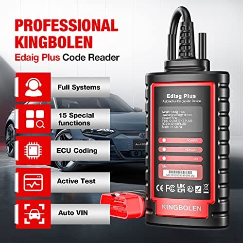 KINGBOLEN Ediag Plus Valise Diagnostic Auto, OBD-II Diagnostic français pour 15 Services Systèmes Complets, Can-FD, Auto-Vin, Codage ECU & Test Actif, pour iOS et Android Mobiles