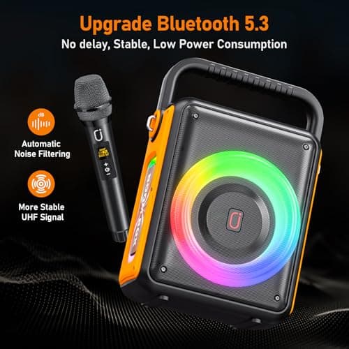 HWWR Machine de Karaoké Adultes et Enfants, Enceinte avec Micro sans Fil, Equipement de Karaoke Supporte TF/USB/AUX/TWS, Réunions Famille for Home Parties/Outdoor Camping/Beach Parties.
