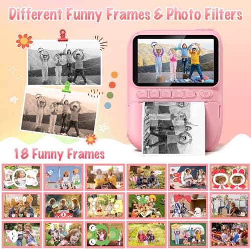 Gofunly Appareil Photo Instantané Enfant, 3.0" Grand Écran Appareils Photos Numériques pour Enfants avec Carte de 32 Go, HD 1080P Vidéo Caméra Enfant de 3 à 12 Ans, Cadeau Jouet Filles Garçons, Rose