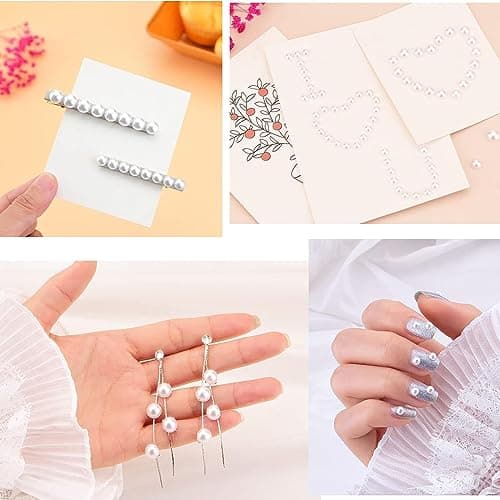 SURALIN 850pcs 3/4/5/6/8/10MM Demi Perles Perles Flatback Perles Cabochon pour Artisanat Colliers Bracelets Bijoux Décorations Robe De Mariage Artisanat