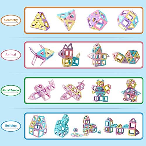 Magblock Blocs de Construction magnétiques 52 pièces Blocs de Construction 3D pour Enfants Jouet magnétique éducatif Cadeau pour garçons Filles de 3 4 5 6 7 8 Ans