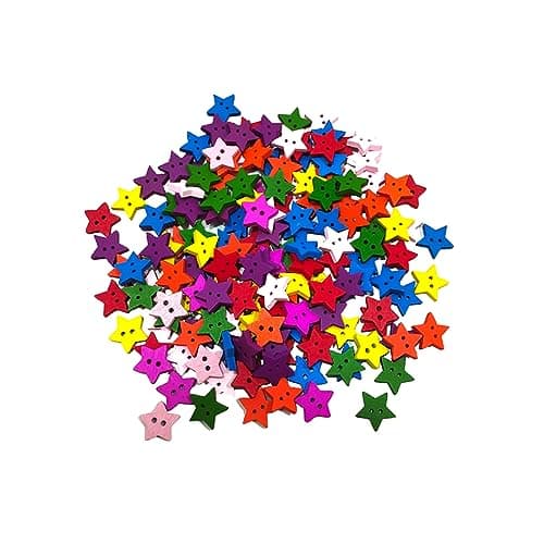 Lot de 160 boutons à coudre, en forme d'étoile, boutons en bois, boutons pour travaux manuels, boutons de couture, boutons pour décorer, boutons pour vêtements, (étoile)