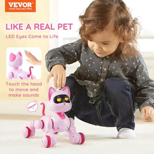 VEVOR Robot Jouet Enfants Télécommandé Chat RC Intelligent, Télécommande Programmable, Contrôle Tactile, Jouet Robotique pour Cadeau d'anniversaire, Noël, Garçons Filles de 3, 4, 5, 6, 7, 8, 10 Ans