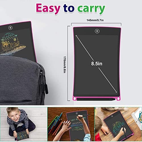 GUYUCOM Tablette Dessin Enfant 8,5 Pouces Ecriture LCD et Tablette Magique Enfant pour Les Enfants avec Une Ligne Colorée et Plus Lumineuse,Grands Cadeauxs pour 3 4 5 6 7 Ans Garçons Filles (Rose)
