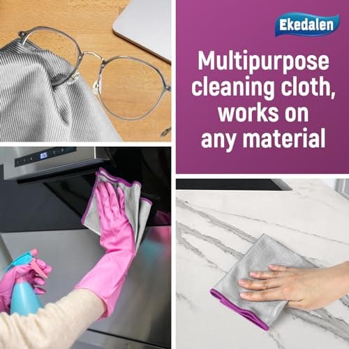 Ekedalen Chiffon Magique Microfibre, 6X Serviette sans Trace Absorbant Polissage, Lingette Essuie Verre Vitre Lunette Miroir Vaisselle Cuisine Menage Voiture, Torchon Nettoyage Réutilisable Lavable