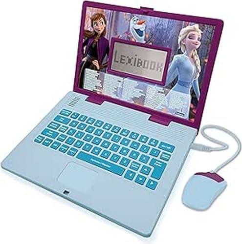 Lexibook Disney Frozen La Reine des Neiges 2-Ordinateur Éducatif Bilingue Français/Néerlandais-Jouet Filles avec 124 Activités pour Apprendre, S'amuser et Jouer du Piano-Bleu/Violet, JC598FZi10