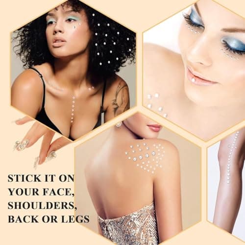 Paillettes autocollantes pour le visage, paillettes pour le visage, paillettes argentées, strass autocollants pour le maquillage de carnaval pour le visage, les yeux, le corps et les ongles.