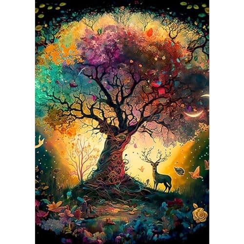 DAERLE Kit De Peinture Diamant Complet Arbre de vie, 5D DIY Diamond Painting Kit Paysage, Diamond Painting Kit Pour Adultes Enfants, Peinture Diamant Pour La Décoration Murale De La Maison 30x40cm