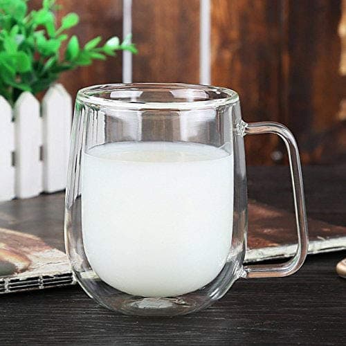 Vicloon Tasse Double Paroi, Lot de 6 Double Paroi Verre à Café en Verre Transparent, Verres à Double Paroi, Tasses en Verre Borosilicate, pour Thé,Café,Lattes,Cappuccino,Espresso,Bière