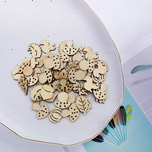 Dylan-EU 200 pièces Tranche en Bois Fleur en Bois Mixte Formes de Feuilles en Bois pour Arbre de Noël Mariage Bricolage Scrapbooking Anniversaire de Mariage Décoration de Table