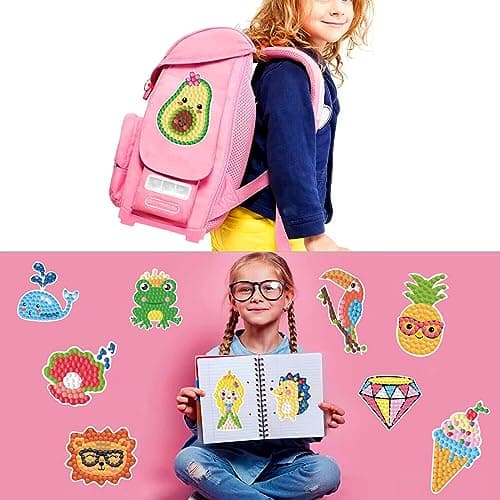 CAYUDEN 5D Diamond Painting Autocollants Kits Enfants, 60 Pcs DIY Animaux Diamant Painting Art Mosaïque Autocollants Kit Diamond Painting Animaux pour Filles Enfants Adultes Peinture Diamant Kit