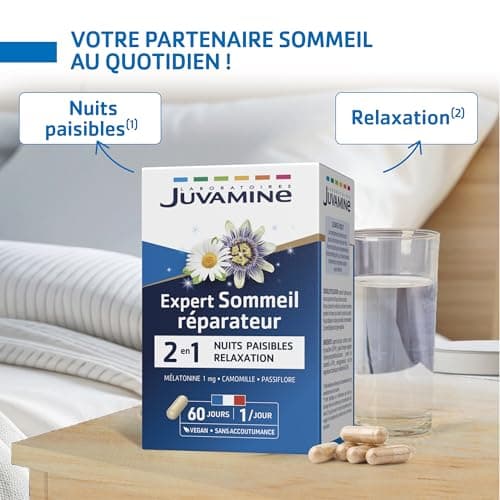 JUVAMINE Expert'Nature Sommeil Mélatonine Passiflore Camomille 60 Gélules
