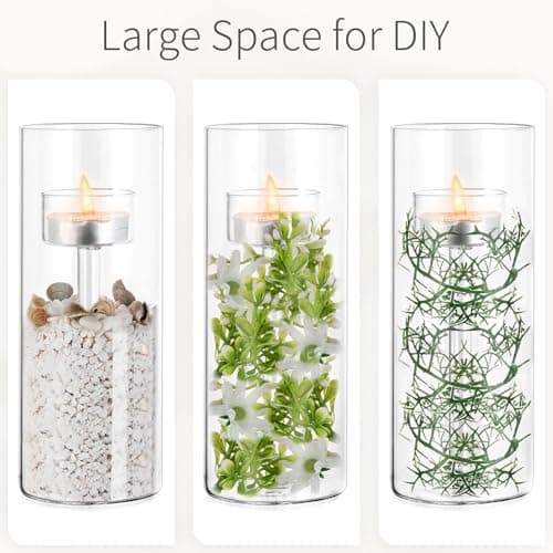 Inweder Bougeoir en Verre Lot de 3 Supports pour Bougies Chauffe-plat Bougeoir Décoratif Photophore Verre pour Mariage Fête Centre de Table Décor d'intérieur Convient aux Bougies Chauffe-plat Standard