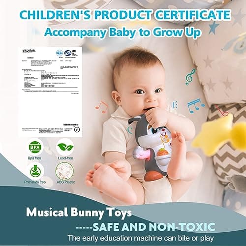 MOONTOY Musicaux Jouet Bebe 1 an Garçon Fille - Jouet Educatif Lapin Rampant avec Musique et lumière -Jeu d'Éveil Sensoriel Enfant 2 Ans,Cadeaux Précoces 6 7 8 9 12 18 24 Mois HA9991