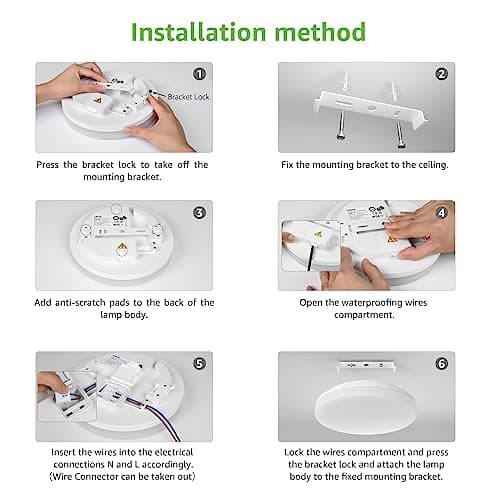 Lepro Plafonnier LED 15W, Luminaire Plafonnier Étanche IP54 Blanc Froid 5000K 1500LM, Angle de Faisceau 120 °, Plafonnier LED Idéal pour Salle de Bain, Balcon, Couloir, Cuisine, Salon(Φ22)