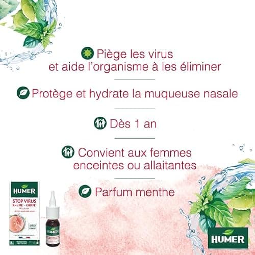 Humer - Spray Nasal Stop Virus Prévention Rhume Et Grippe 99,99 pourcent des Virus Éliminés 15 ml, Blanc, 15 ml (Lot de 1)