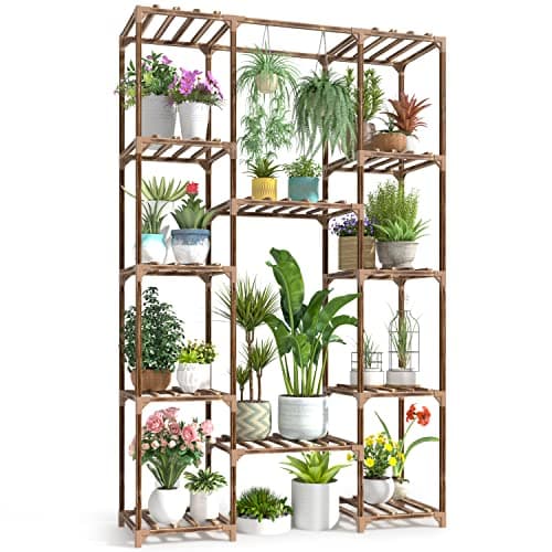 cfmour Support Plantes Intérieur Extérieur Stand Porte 157,9cm Etagere, Présentoir Bois Pour Fenêtre Coin Salon Balcon Jardin Bureau