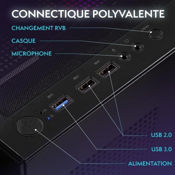 VIBOX I-96 PC Gamer Complet • 22" Écran • AMD Ryzen 3 3200G 4 cœurs • Radeon Vega 8 • 8 Go RAM • 480 Go SSD • Linux OS • WiFi