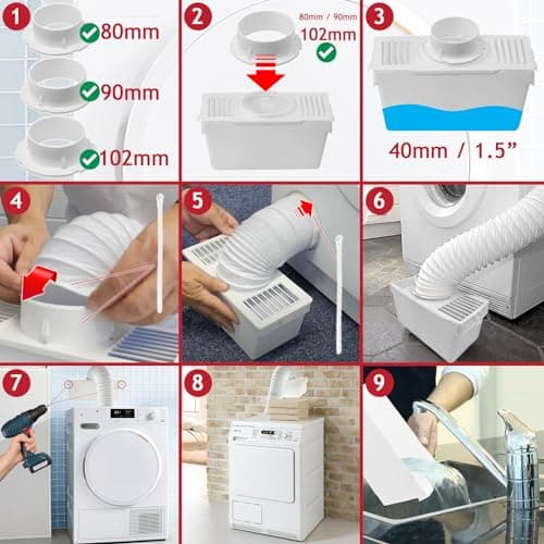 SPARES2GO Kit universel de condensateur de tuyau de ventilation pour sèche-linge avec 3 adaptateurs (1,2 m)