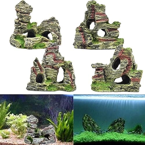 Mountain View Décoration pour Aquarium en Forme de Pont, Décor de Pierre d'aquarium, Ornement D'aquarium Pont de Résine Fish Tank Paysage Décoration