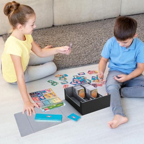 HIMOMO Boîte à Cartes Pour MTG, avec 8 Séparateurs de Cartes pour Plus de 1800 Cartes, Boîte à Rabat Magnétique Avec Cuir Pu (Gris)