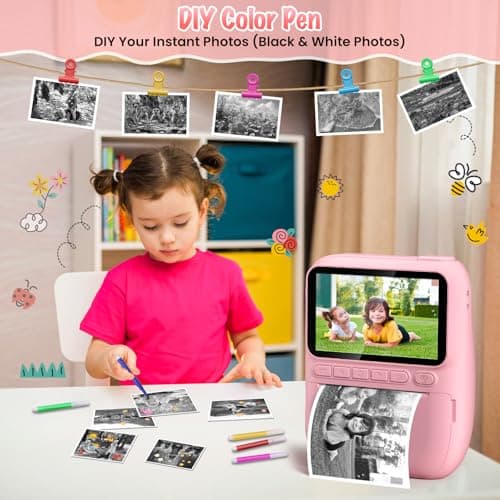 Gofunly Appareil Photo Instantané Enfant, 3.0" Grand Écran Appareils Photos Numériques pour Enfants avec Carte de 32 Go, HD 1080P Vidéo Caméra Enfant de 3 à 12 Ans, Cadeau Jouet Filles Garçons, Rose