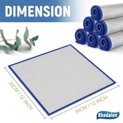 Ekedalen Chiffon Magique Microfibre, 6X Serviette sans Trace Absorbant Polissage, Lingette Essuie Vitre Verre Lunette Miroir Vaisselle Cuisine Menage Voiture, Torchon Nettoyage Réutilisable Lavable