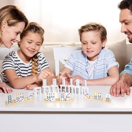 Yardwe 4 Pièces Socle Minotaure Porte-dominos en Bois Support De Dominos De Train Mexicain Titulaire De Cartes à Support De Rami Plateau en Dominos Accessoires Dominos Bureau Plate-Forme