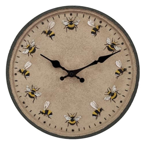 Yililay Horloges de Jardin extérieures étanches, Horloge extérieure 12 '' Horloge de Jardin Ronde ip44 Horloge Murale étanche Abeille décorative extérieur Horloge de Cuisine