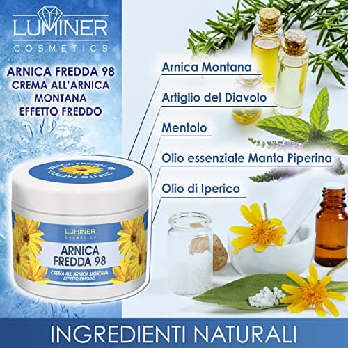 Arnica pour chevaux usage humain 200ml Effet à froid, Crème à l'Arnica et à la griffe du diable pour le massage, Formule naturelle à action rapide fabriquée en Italie LUMINER