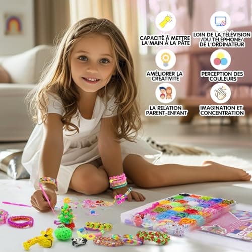 Uolifrem 2800+ Elastiques Bracelet Kit, 32 Couleurs Bracelet Elastique Enfant Kit, Loom Bands avec Accessoires, Élastiques de Bricolage pour la Fabrication de Bracelets, Cadeau pour Filles et Garçons