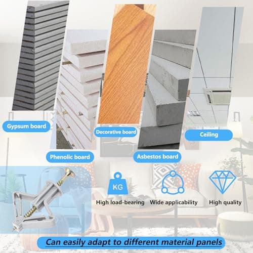 TREABEAR 200Pcs Cheville Placo Charge Lourde Forme de Papillon, Chevilles Placo, Vis Placo, Cheville Parpaing Creux, Cheville Expansion, Chevilles Papillon en Plastique pour Cloisons Sèches