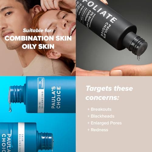 Paula's Choice RESTAURER + CLAIR - SKIN BALANCING Lotion Tonique Visage & SKIN PERFECTING 2% BHA Lotion Exfoliant -Reduire les Pores et aux Points Noirs - Acide Salicylique - Peaux Mixtes à Grasses