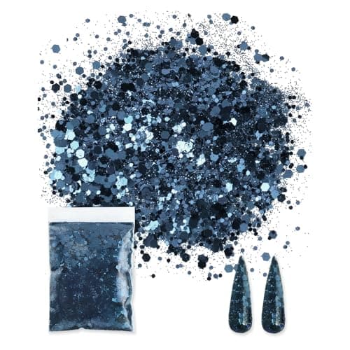 Bieiyhe 50g Glitter Bleu Poudre de Paillettes Loisirs Creatifs Poudre de Paillettes Ongles Chunky Craft Glitter Paillettes pour Nail Art Fine Glitter Paillette Maquillage CosméTiques pour Corps